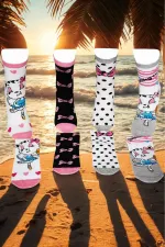 Çoçuk Çok Desenli Soket Çorap Renkli 4'Lü Paket