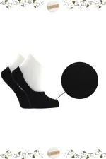 Kadın Pamuklu Dikişsiz Görünmez Kaydırmaz Topuk Silikonlu Babet Çorap Siyah 6'Lı Paket