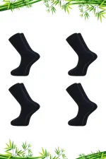 Men's Bamboo Socket Long Straight Navy Blue Seamless 4-Pack