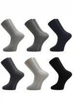 Men's Cotton Long Plain Assorted Seamless Socks, 6-Pack