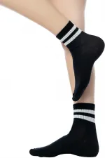 Unisex White 2 Striped Black Half-Cuff Tennis Socks College 3-Pack