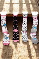 Çoçuk Çok Desenli Soket Çorap Renkli 4'Lü Paket