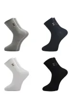 Men's Half-Length Tennis College Multicolored Cotton Plain Socks, 4-Pack