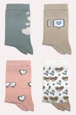 Women's Cotton Ankle Socks, Multicolored, 4-Pack