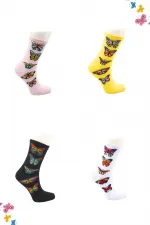 Chaussettes courtes en coton à motifs colorés pour femmes, lot de 4 KÇ-Pdk