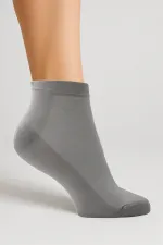 Kadın Bambu Yarım Konç Dikişsiz Düz Çorap Gri 6'Lı Paket