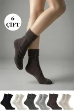 Chaussettes courtes en laine d'agneau bouclée pour femme, lot de 6