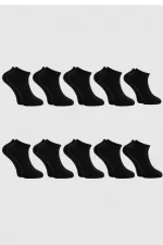 Unisex Cotton Ankle Socks, Black, Pack of 10