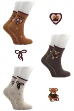 Chaussettes courtes en coton pour femme, à motifs, colorées, lot de 3
