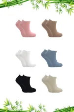 Kadın Bambu Asorti Patik Çorap Çok Renkli Dikişsiz 6'Lı Paket