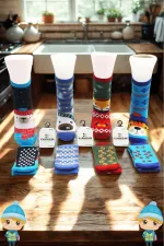 Serviette pour enfants, chaussettes courtes à motifs variés, colorées, lot de 4