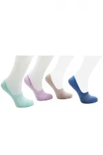 Chaussettes ballerines pour femmes, colorées, en coton, invisibles, antidérapantes, talon en silicone, lot de 4