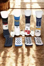 Çoçuk Havlu Çok Desenli Soket Çorap Renkli 4'Lü Paket