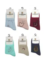 Chaussettes en coton à strass colorés pour femmes, lot de 6