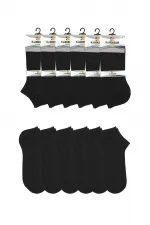 Women's Black Cotton Socks, 6-Pack, Rice Stitch