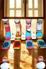 Serviette pour enfants, chaussettes courtes à motifs variés, colorées, lot de 4