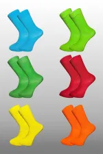Men's Multicolored Ankle Socks, Long Plain Seamless, 6-Pack
