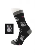 Chaussettes courtes en coton à motif chat coloré pour femme, lot de 2