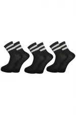 Unisex White 2 Striped Black Half-Cuff Tennis Socks College 3-Pack