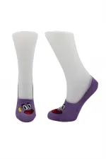 Chaussettes ballerines pour femmes, colorées, en coton, motif visage souriant, invisibles, antidérapantes, talon en silicone, lot de 4