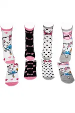 Çoçuk Çok Desenli Soket Çorap Renkli 4'Lü Paket