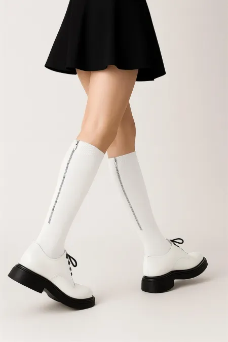 Chaussettes hautes à fermeture éclair pour femmes