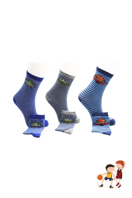 Çoçuk Çok Desenli Soket Çorap Renkli 3'Lü Paket