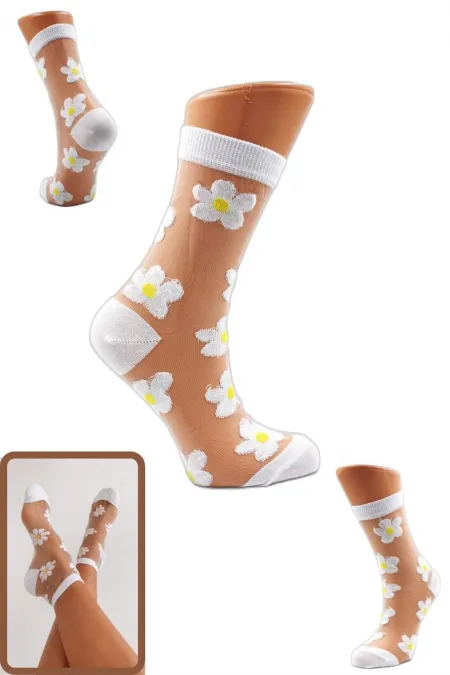 Bas en tulle à motifs pour femmes