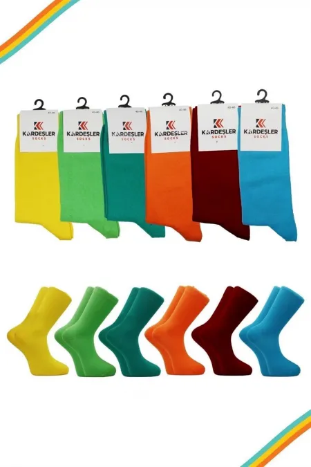 Men's Multicolored Ankle Socks, Long Plain Seamless, 6-Pack