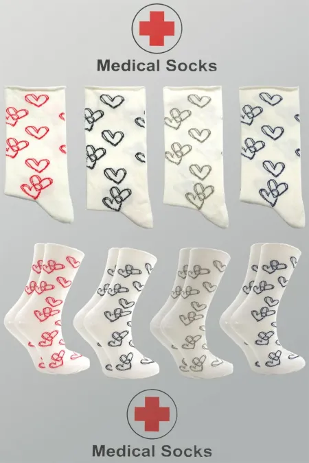 Chaussettes de cheville en coton sans élastique pour femmes diabétiques, colorées, lot de 4