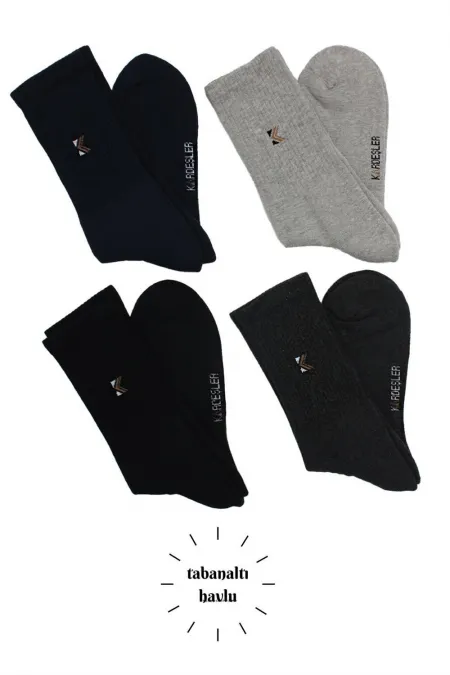 Erkek Havlu Pamuklu Kışlık Kalın Renkli Asorti Soket Çorap Termal 4'Lü Paket