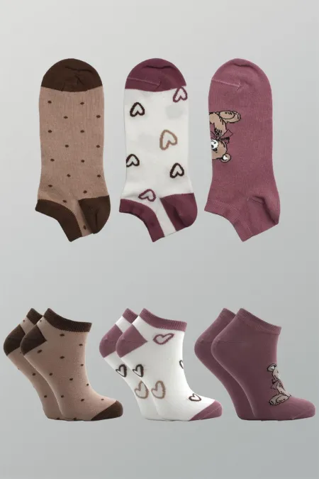 Chaussettes courtes en coton pour femmes, colorées, lot de 3