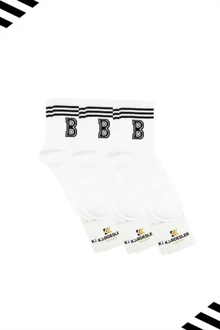 Unisex Tennis Socks with Letter B Design (LETTER SOCKS) 3-Pack