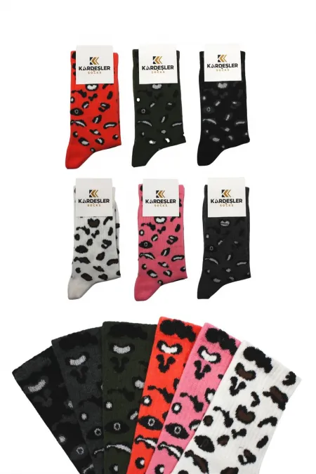 Chaussettes de tennis colorées pour femmes, en coton, à motifs longs, lot de 6.