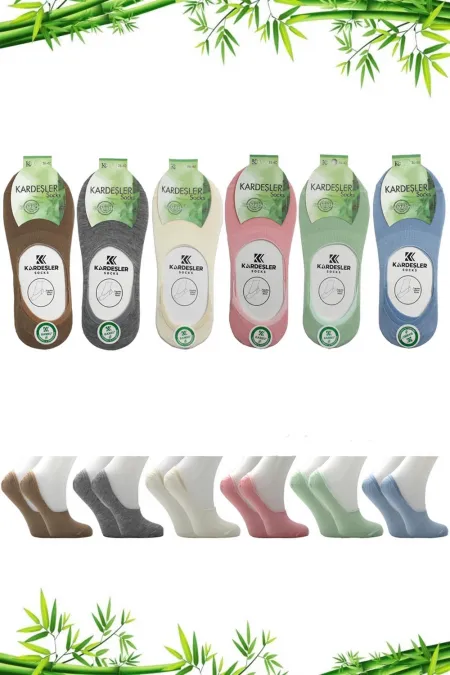 Ballerines en bambou pour femme, chaussettes colorées, sans coutures, invisibles, antidérapantes, talon en silicone, lot de 6