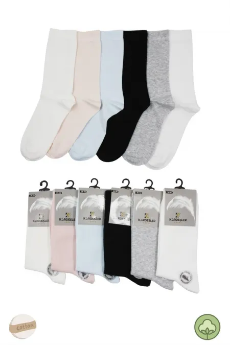 Chaussettes unies en coton coloré pour femmes, lot de 6