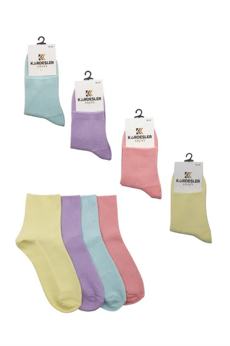 Chaussettes de tennis multicolores en coton pour femmes, lot de 4
