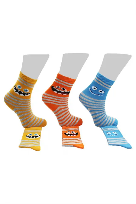 Çoçuk Çok Desenli Soket Çorap Renkli 6'Lı Paket