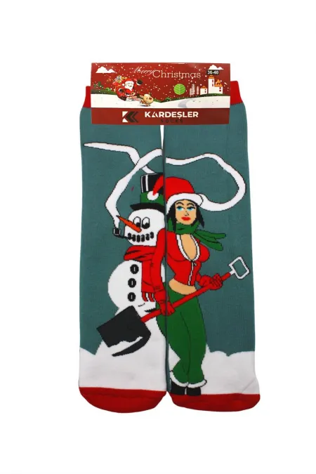 New Year's Eve, Christmas, Colorful Patterned Socket Terry Socks