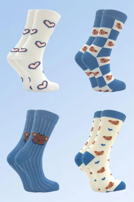 Chaussettes courtes en coton pour femmes, multicolores, lot de 4