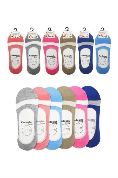 Chaussettes ballerines pour femmes, colorées, en coton à motifs, invisibles, antidérapantes, talon en silicone, lot de 6