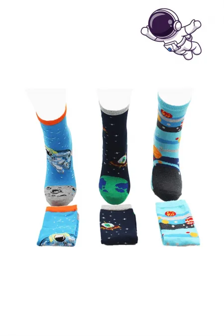 Çoçuk Çok Desenli Soket Çorap Renkli 3'Lü Paket