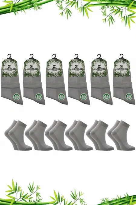 Chaussettes unies grises à demi-bord en bambou pour femme, sans couture, lot de 6