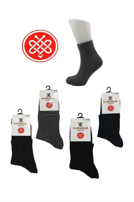 Erkek Pamuklu Diyabetik Çorabı Yarım Konç Tenis Sıkmayan Çorap Çok Renkli 4'Lü Paket