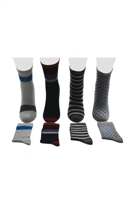 Çoçuk Çok Desenli Soket Çorap Renkli 4'Lü Paket