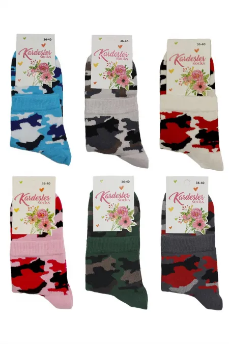 Chaussettes courtes pour femmes, en coton à motifs multicolores, lot de 6