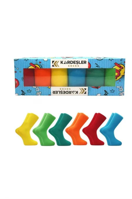 Chaussettes hautes colorées pour femmes, longues, plates et sans coutures, lot de 6, emballage spécial