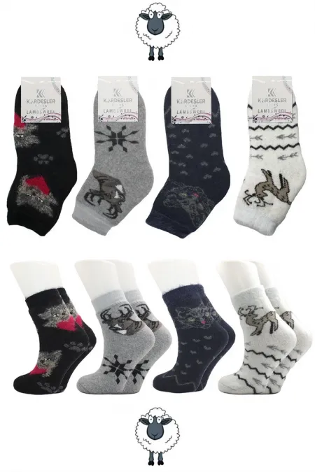 Chaussettes d'hiver épaisses en laine d'agneau pour femme, lot de 4