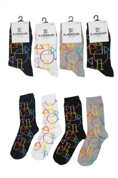 Chaussettes courtes en coton à motifs pour femmes, lot de 4