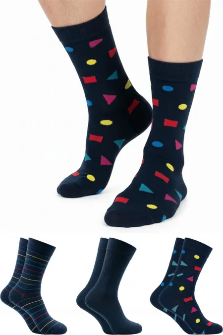 Men's Colorful Patterned Ankle Socks, 3-Pack